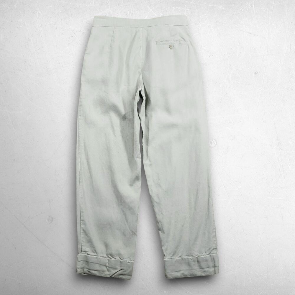 Aritzia Wilfred Allant Pleated Crop Pants Women 0 Mint Linen Blend Cuffed Boho - Picture 2 of 9